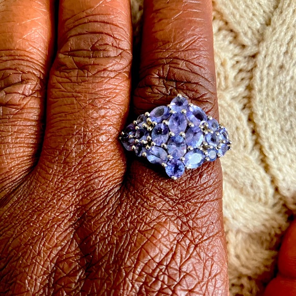 Jtv genuine Tanzanite sterling silver ring